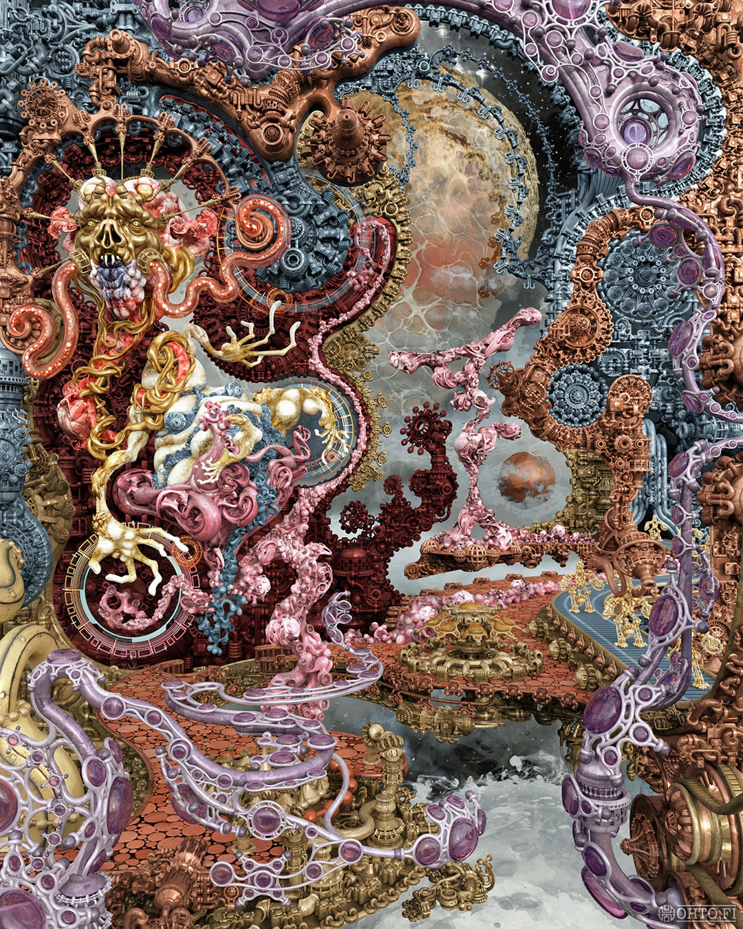 Powered by Evil Intentions, a 3D-illustration of a spaceship interior, made with 3ds Max.