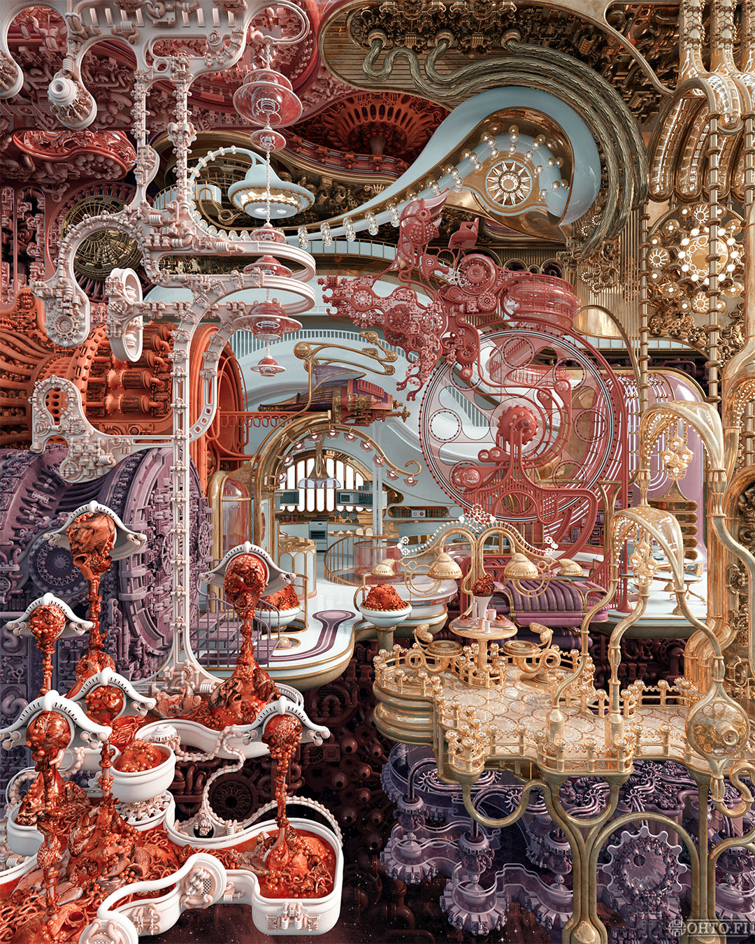 Flesh for Aeons, a 3D-illustration of a self-sufficient underground bunker, made with 3ds Max.