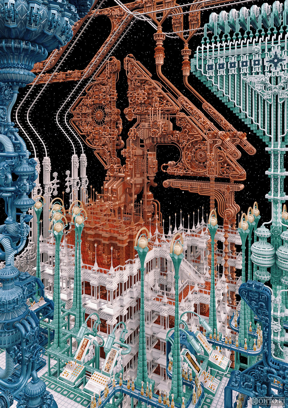 At the Heart of Lunar Moonshine Industry, a 3D-illustration of a distillery on the Moon, made with 3ds Max.