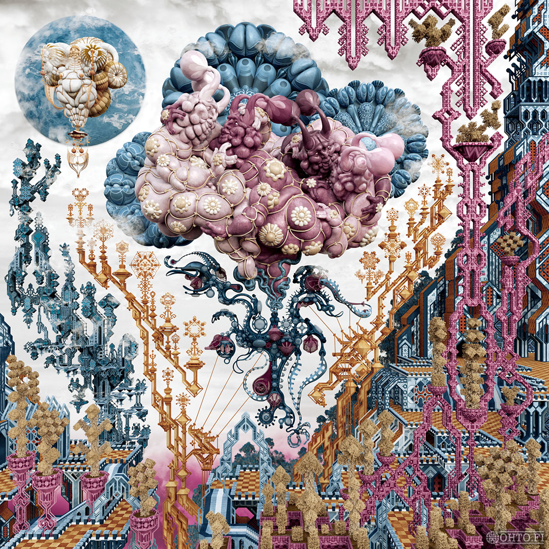 Aziru's Soft Spot, a 3D-illustration of a sheep-themed hot air balloon, insipired by Mika Waltari's novel the Egyptian and made with 3ds Max.