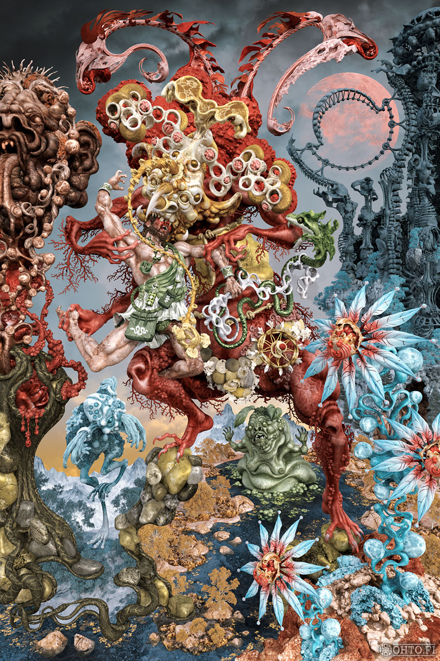 A Doctor a Day Keeps the Apple at Bay, a 3D-illustration about traditional dietary guides, made with 3ds Max and ZBrush.