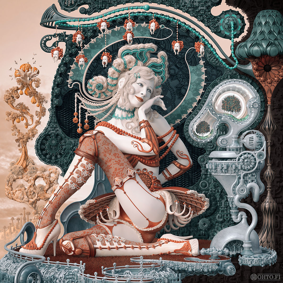 The Rowan, a portrait of a Finnish jewelry artist, made with 3ds Max and ZBrush.