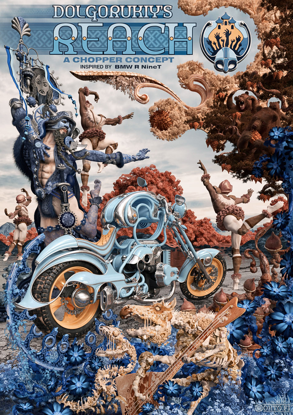 Dolgorukiy's Reach, a motorcycle concept inspired by BMW R NineT and made with 3ds Max and ZBrush. Part one.